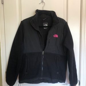 Black North Face jacket with pink accent